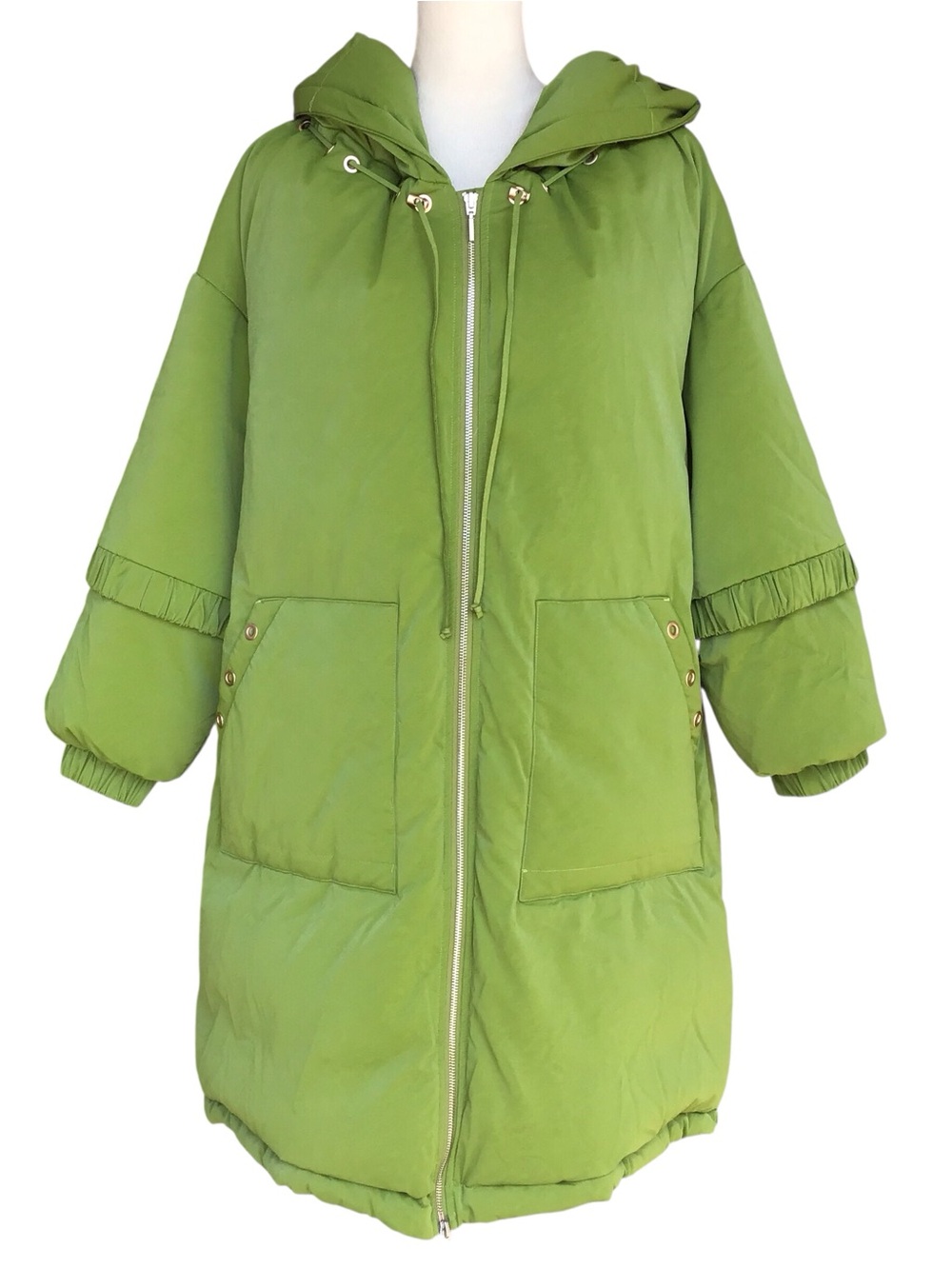 NAP Duck Down Oversized Hooded Puffer Coat in Green NEW